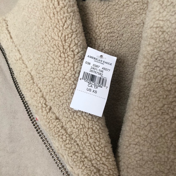 American Eagle Faux Suede Sherpa Moto Jacket - Picture 3 of 10